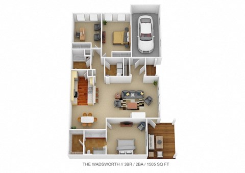 3 bed 2 bath floor plan at Four Bridges, Liberty Township